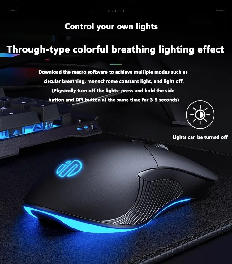 INPHIC B1 USB Wired Mouse Silent Office Gaming Mouse for PC and Laptops
