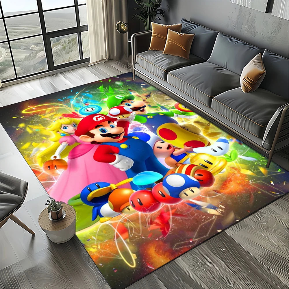 Retro koberec s motivem Mario, koberec do obývacího pokoje, ložnice, na pohovku, rohožka, dekorace, podlahová podložka pro děti