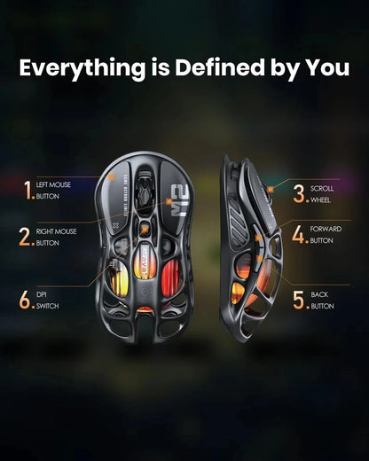 New GravaStar M1 M2 Wireless Magnesium Alloy Gaming Mouse PAW3395 4K 26000DPI Bluetooth 2.4G Wired Hollow Design Gamer Mouse