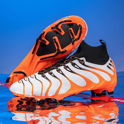 Men Soccer Shoes Sport FG/TF Outdoor Football Boots Training Boys Match Non Slip Long Spikes Cleats Indoor Futsal Comfortable