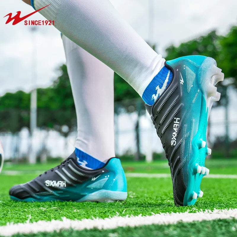 Chaussures de football Double Star Adult Youth AG : crampons antidérapants et résistants pour gazon artificiel et naturel, pour l'entraînement et les matchs, hommes et femmes