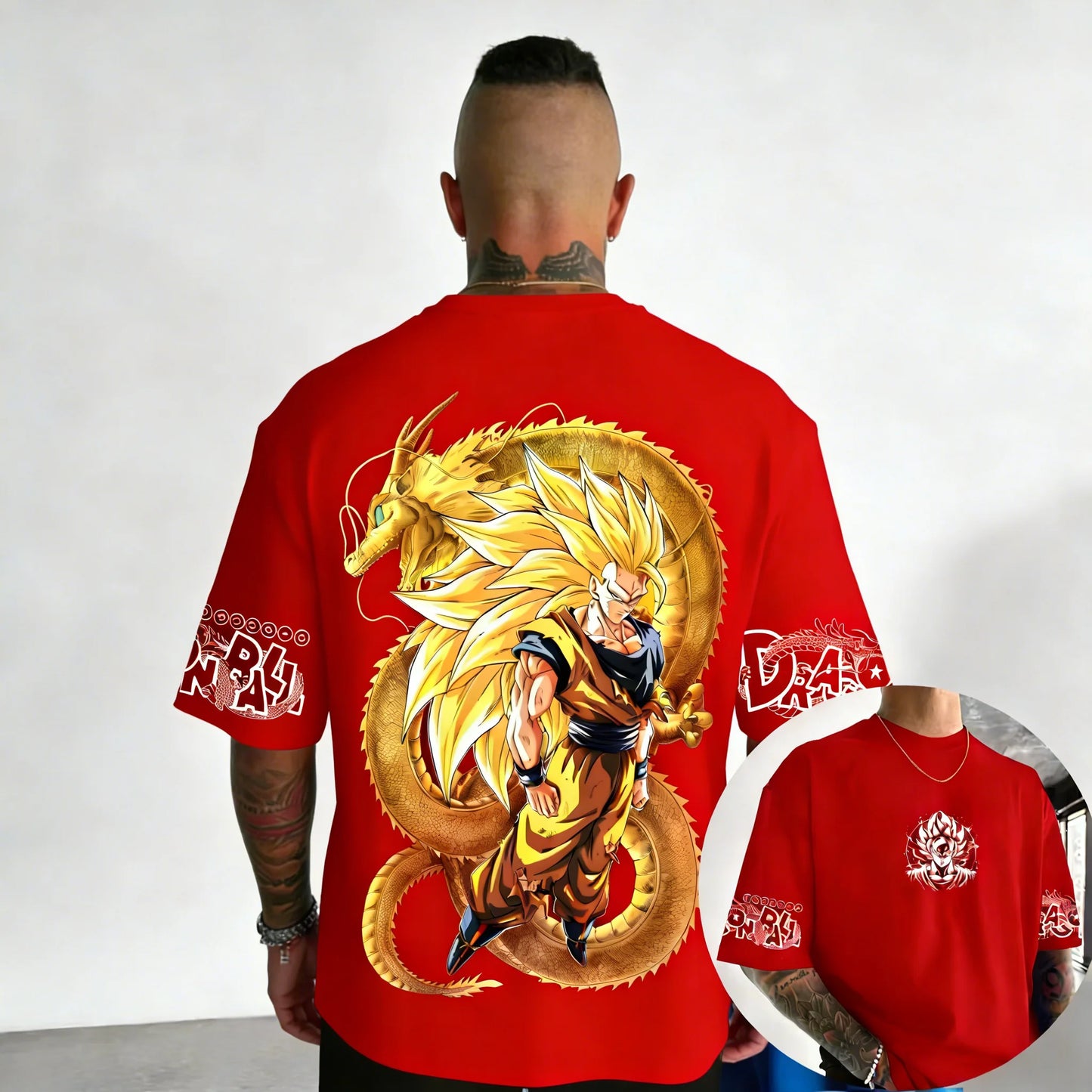 Dragon Ball Anime Super Saiyan 3 Co Branded Cotton T-shirt Men and Women's New Summer Street Loose Casual Large Short Sleeve Top