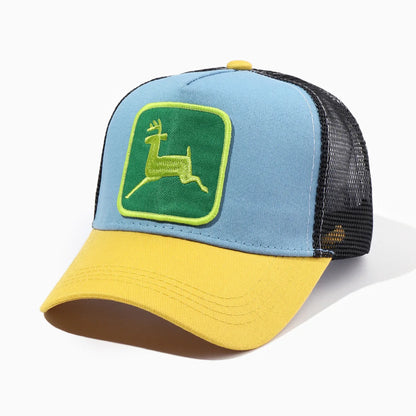 Elk Embroidery Duckbill Cap for Women, Sun Protection Wide Brim Baseball Cap, Adjustable Mesh Cap, Export Ready Stock Hat