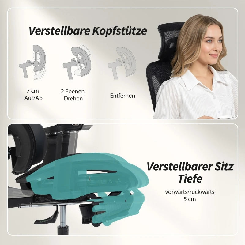 Ergonomic Office Chair, Adjustable Lumbar & Headrest, 6D Flip-Up Armrests, Footrest, Mesh Black
