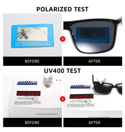 Lunettes de soleil polarisées classiques noires carrées pour homme, tendance, verres miroirs bleus, unisexes, vintage, anti-éblouissantes, pour la conduite, UV400