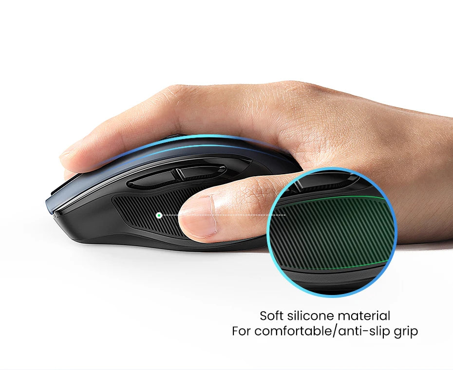 Ratón inalámbrico UGREEN Bluetooth 5.0 ergonómico 4000DPI con 6 botones silenciosos para MacBook, tabletas, portátiles, ordenadores y PC, ratón 2.4G