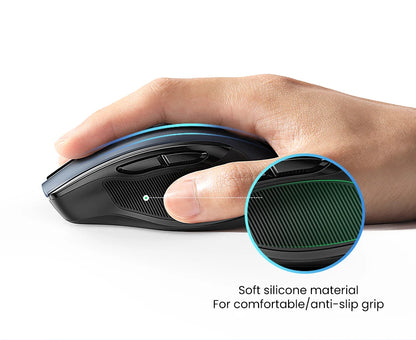 Ratón inalámbrico UGREEN Bluetooth 5.0 ergonómico 4000DPI con 6 botones silenciosos para MacBook, tabletas, portátiles, ordenadores y PC, ratón 2.4G