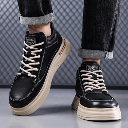 High Quality Mens Casual Leather Thick Bottom Oxford Shoes Fashion Outdoor Flat Top Quality Oxford Shoes Handmade Walking Shoes