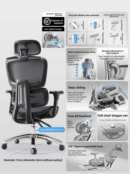 Ergonomic Office Chair with Lumbar Support, Adjustable Height Gaming Chair, Comfortable Computer Chair with Swivel Recliner Design for Home & Office