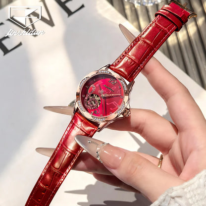 JSDUN 8820 Women Watches Mechanical Watch Luxury Elegant Original Watch Ceramics Strap Waterproof Luminous Ladies Watch Gift Box