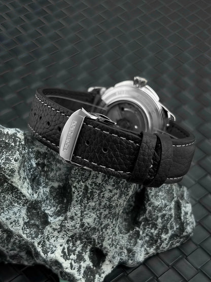 ROLENDO 1908 Men Automatic Mechanical Watch 21 Jewels Black Genuine Leather Business Wristwatch Waterproof Luxury Male Timepiece