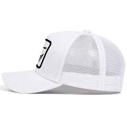 Czapki z daszkiem typu „trucker” unisex z haftem przedstawiającym uśmiechniętą twarz z zębami, z siateczką baseballową, na wiosnę i lato, chroniące przed słońcem, z regulowanym paskiem, na co dzień