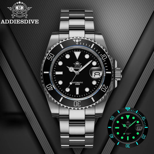 ADDIESDIVE Luxus-Automatikuhr für Herren 8215 Mechanische Uhr BGW9 Leuchtend Saphirglas Taucheruhr für Herren Analoguhr AD2503
