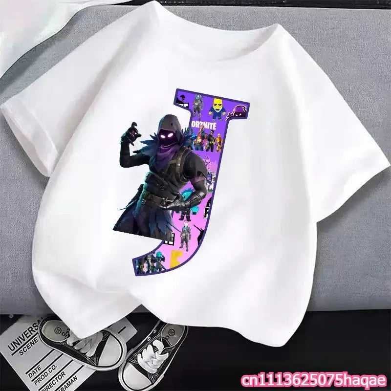 New Fortnites Kids T-shirts Cartoon Letter Graphic T-shirts Boys Girls Summer Casual Sports Short Sleeves Tops Children Clothing