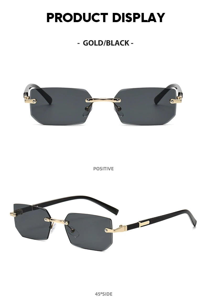 Trendy bezrámové sluneční brýle pro muže a ženy, módní bezrámové obdélníkové sluneční brýle, retro brýle, letní cestovní brýle, UV400