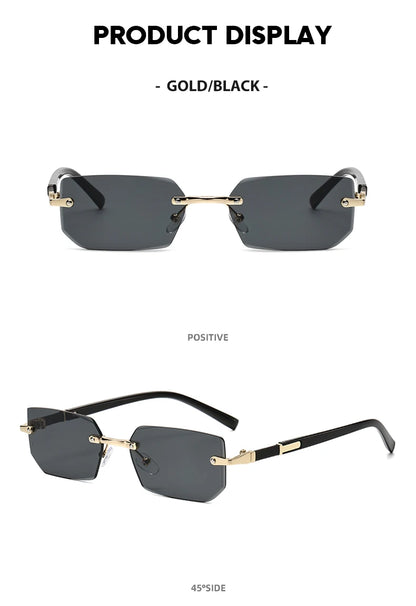 Trendy bezrámové sluneční brýle pro muže a ženy, módní bezrámové obdélníkové sluneční brýle, retro brýle, letní cestovní brýle, UV400
