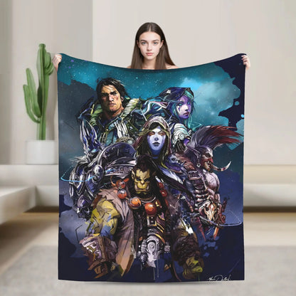 WOW World of Warcraft Arthas Retro Game Blanket  Soft Plush Bedding Throws For Home Decor Travel Flannel Bedspread Bed Cover