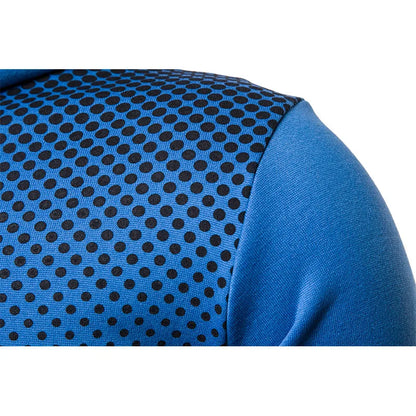 Men's Zip Up Hoodie Pocket Polka Dot Print Hooded Sweatshirt Sport Outdoor Casual Slim Fit Men Spring Autumn Zipper Hoodie