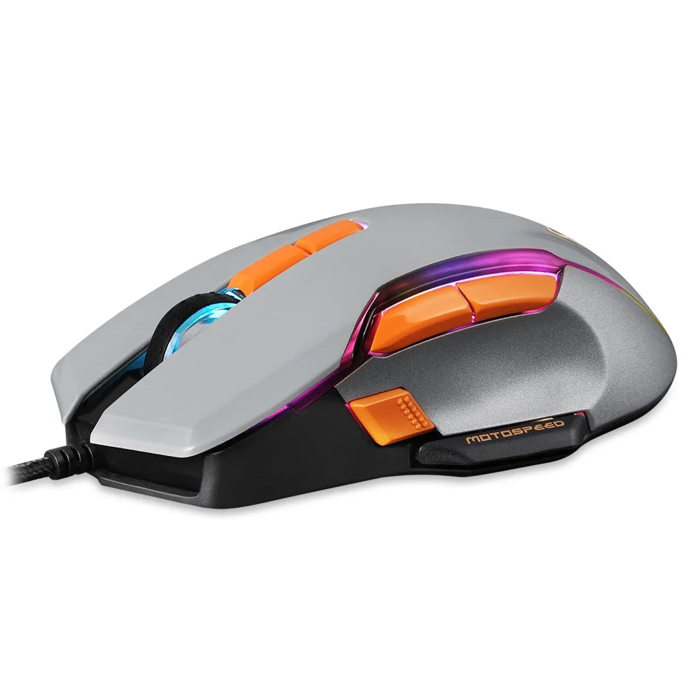 Motospeed V90 Wired Gaming Mouse RGB Backlight 8 Adjustable 50000 DPI Office Game Mouse Macro Drive PMW3325 For Laptop PC