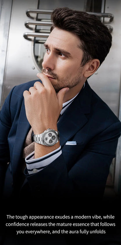 BONEST GATTI 2026 New Men's Automatic Watch 316L Stainless Steel Luminous Date Week Month 24H Display Business Mechanical Watch