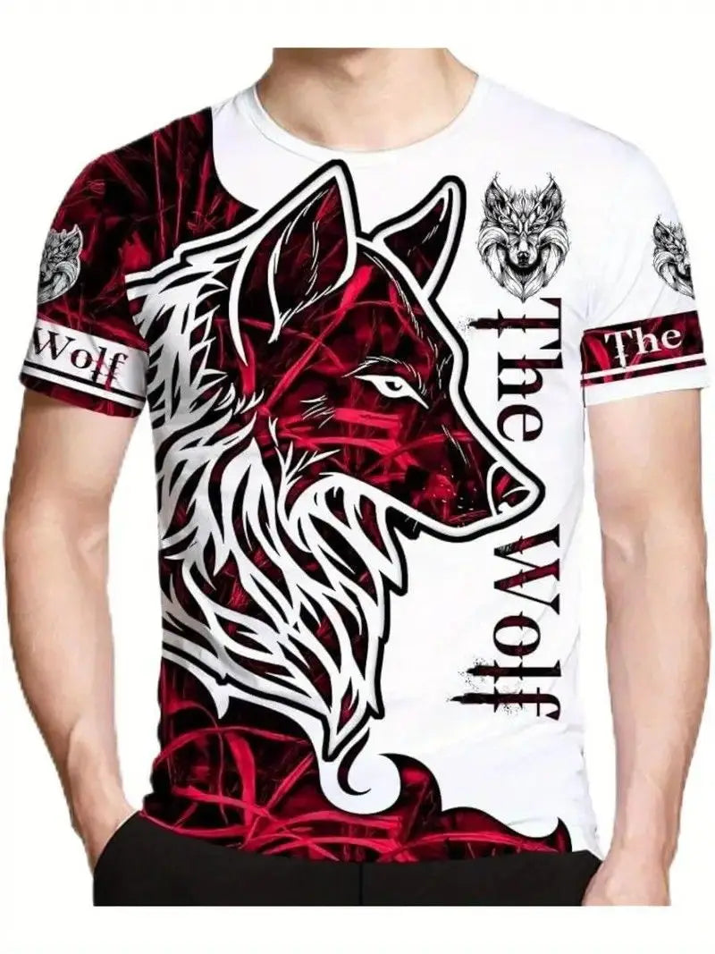 Summer Wolf Animal 3D Print T-Shirts Men Women Hip-hop Short Sleeve T Shirt Casual Oversized Harajuku Y2K Tops Tees Men Clothing