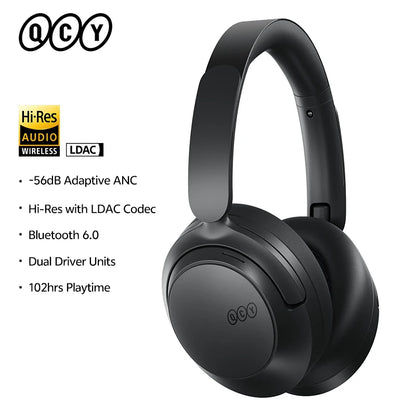 Auriculares circumaurales QCY H3S ANC Bluetooth 6.0 – Audio espacial Hi-Res LDAC, cancelación de ruido adaptativa de -56dB, auriculares inalámbricos