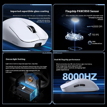 MCHOSE M7 Ultra ergonomická herná myš PAW3950 Super Sensor TOPSPEED s frekvenciou snímania 8000Hz, ľahký dizajn, Realtek Master Mice