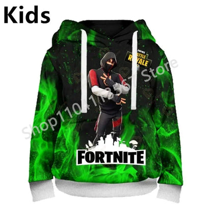 Llama Battle Royale Fortnite Hoodies, 3D Printed Sweatshirts for Men, Women, and Children, Boys and Girls Streetwear Pullover, Green Tops