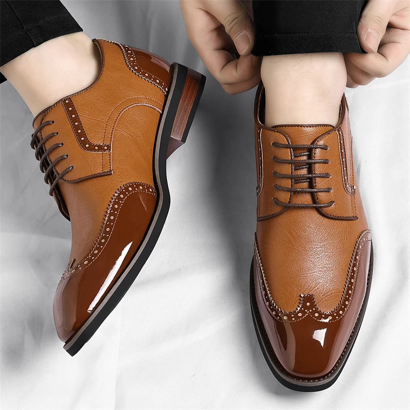 Scarpe Oxford da uomo in similpelle - Scarpe casual-formali - Scarpe da uomo per completo da lavoro - Scarpe Derby di nuova concezione - Scarpe da passeggio