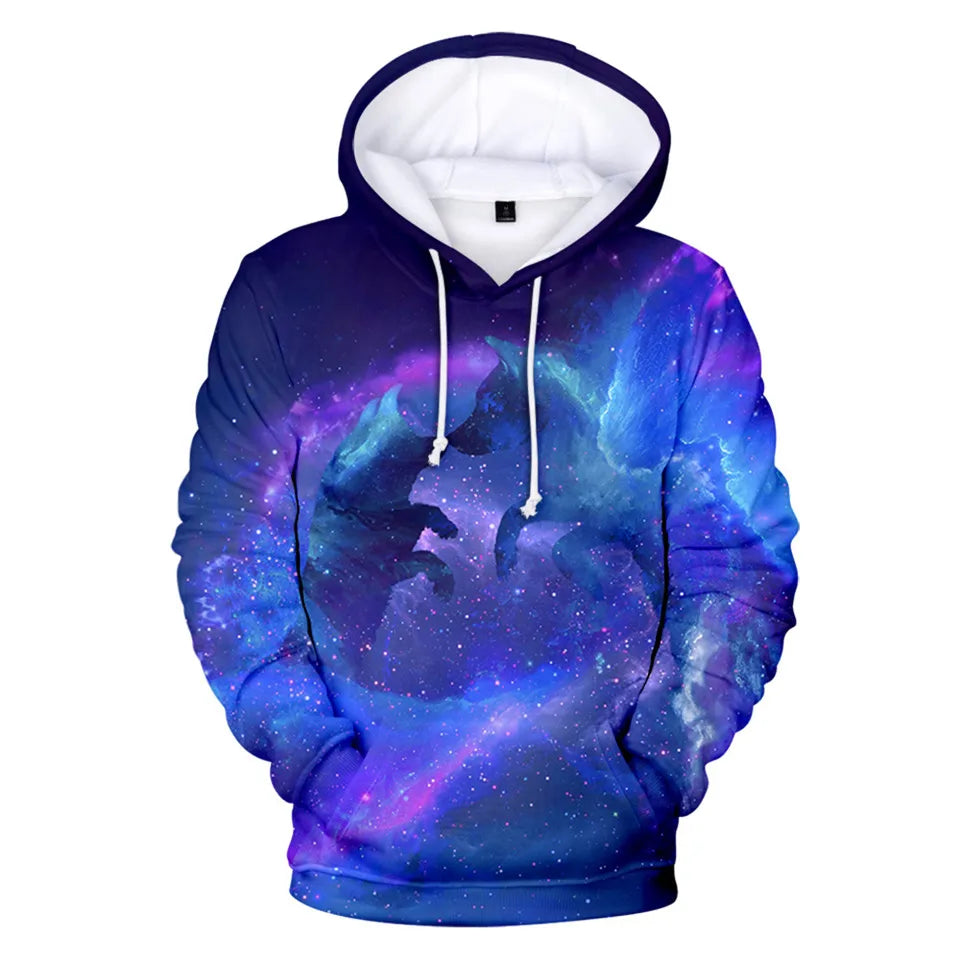 Cool Space Galaxy Wolf Hoodie Hoodies Men Bright Wolf Fashion Handsome Wolf Hoddies Spring Autumn Pullovers Sweatshirts Sweat