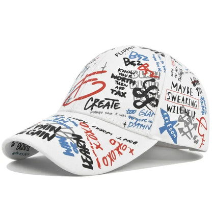 Cappellino da baseball unisex alla moda con stampa graffiti - Cappellino alla moda con visiera dipinta a colori vivaci
