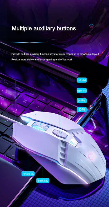 Ratón gaming HP M1 con cable, iluminación blanca, USB, para eSports, gaming, oficina, PC de sobremesa y portátil