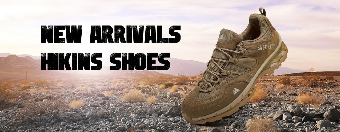 HIKEUP Comfortable Men Trekking Sneakers Male Shoes Waterproof Rubber Sole High Quality Hiking Shoes Wear-Resistant Non-Slip