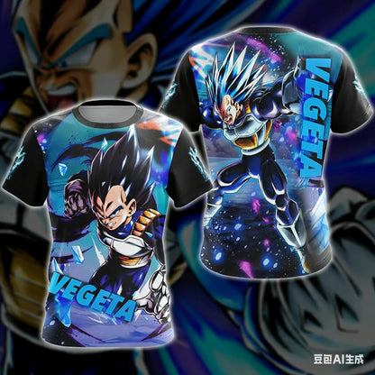 2026 Summer Dragon Ball  T-Shirt 3D Print Vegeta Super Saiyan Blue Neon Oversized Loose Breathable Gym Streetwear Unisex Tee