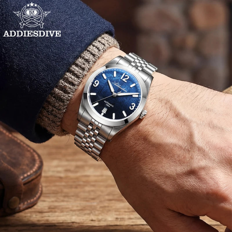 ADDIESDIVE AD2547 BGW9 Super Luminous Men Watch Sapphire Glass 10Bar Waterproof  316L Stainless Steel Automatic Mechanical Watch