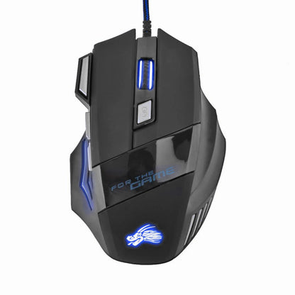 Rato Gaming com Fio, Retroiluminação de 7 Cores, 5500 DPI Ajustáveis, Preto, Rato Ótico com Fio para PC Gamer e Computador de Secretária