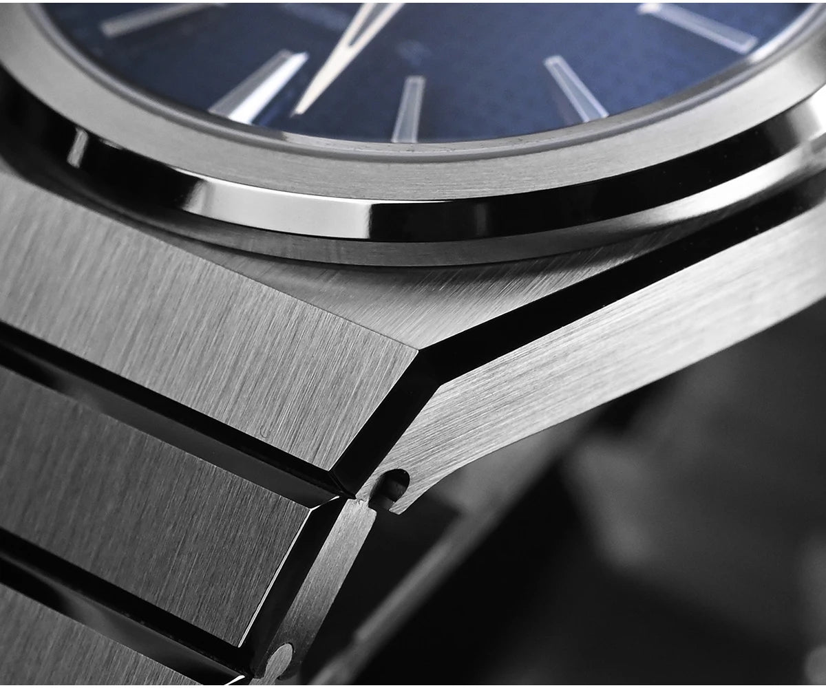 San Martin 39mm Luxury Men Sports Watch Waffle Dial Integrated Bracelet Miyota 90S5 Automatic Mechanical Clear Caseback SN0152