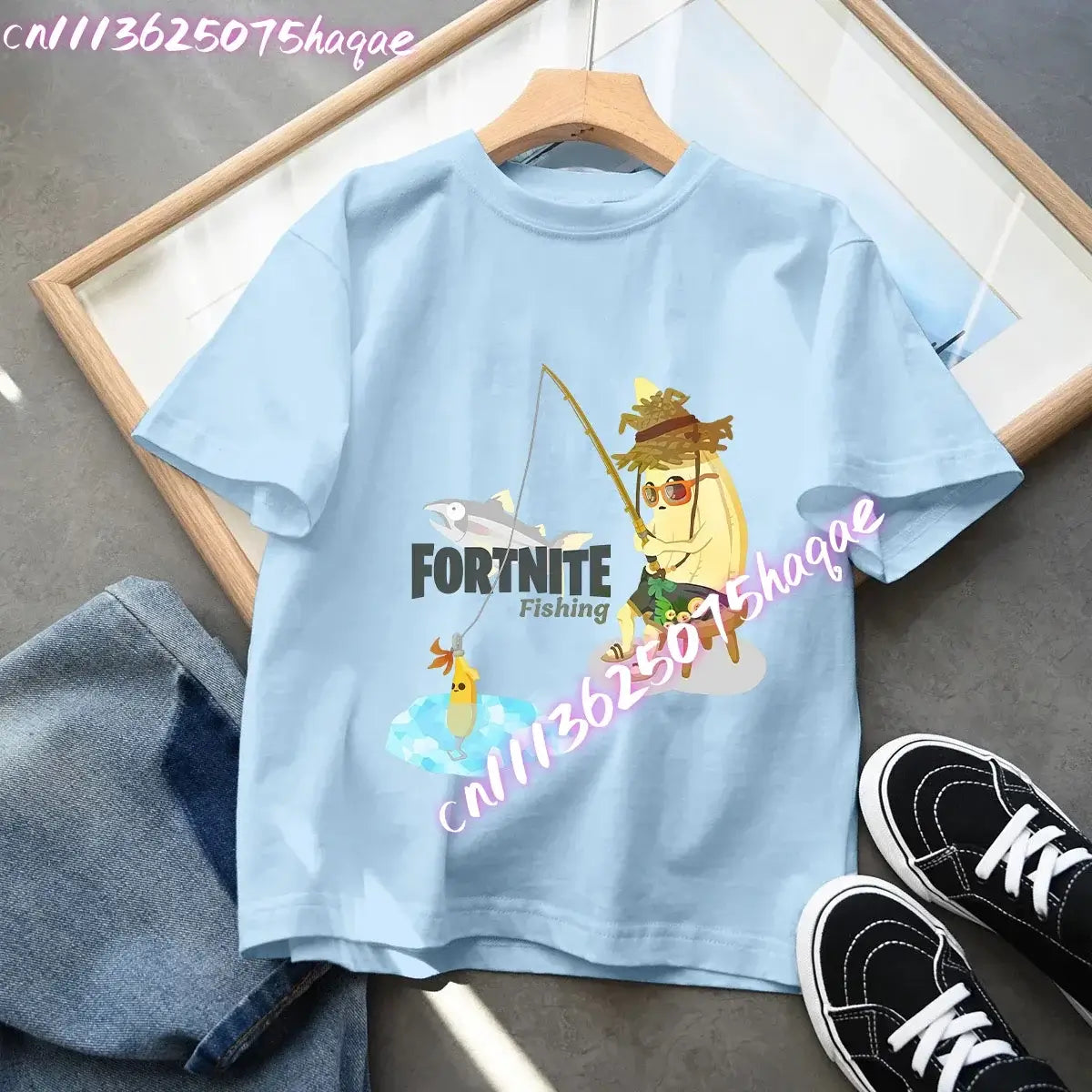 Fortnites Kids Blue Cotton T Shirt Fortress Night Baby Short Sleeve Tees Shirt Cartoon Boy Girl Summer Clothes Kawaii Tops Gift