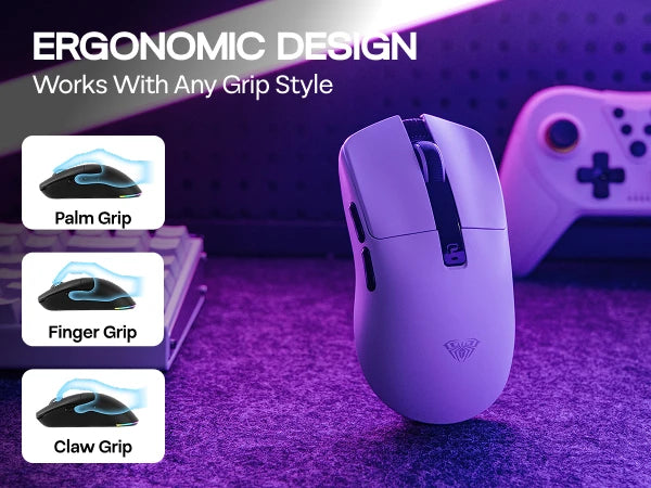Ratón gaming AULA SC590 PRO con cable/Bluetooth/inalámbrico 2.4GHz, 20000 DPI y sensor PAW3311 con tasa de sondeo de 1000 para Win/Mac/gaming