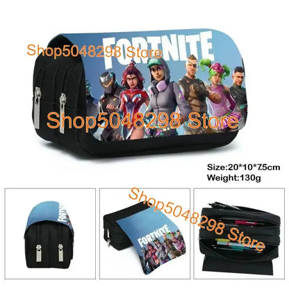 Großes Kawaii-Federmäppchen aus Canvas mit Fortnite-Print für Jungen und Mädchen – Schulbedarf, Schreibwaren und Geburtstagsgeschenk für Teenager