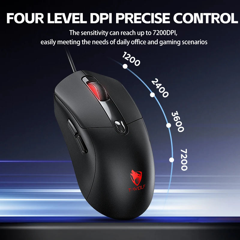 2026 Wired Gaming Mouse RGB with Anti-Slip Grip, 6-Key Ergonomic Gaming Mouse for PC, Desktop & Laptop, Adjustable DPI Wired Gaming Mouse