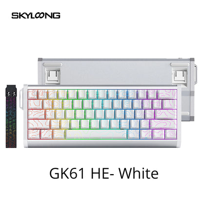 Teclado magnético SKYLOONG GK61/GK68 HE con carcasa de aluminio, 8000hz, RT0.01mm, activación rápida, teclas PBT, retroiluminación RGB y conexión por cable para gaming