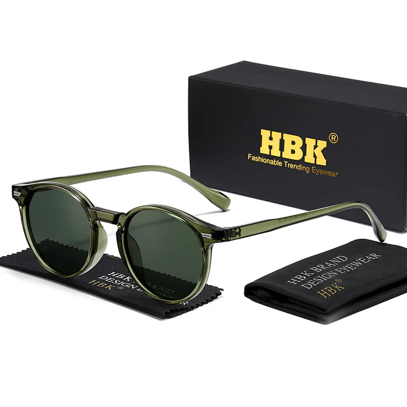 HBK Fashion polarizované sluneční brýle pro muže, kulatý rám TR90, módní sluneční brýle pro ženy, na řízení, sportovní, UV400, Lunette De Soleil Homme