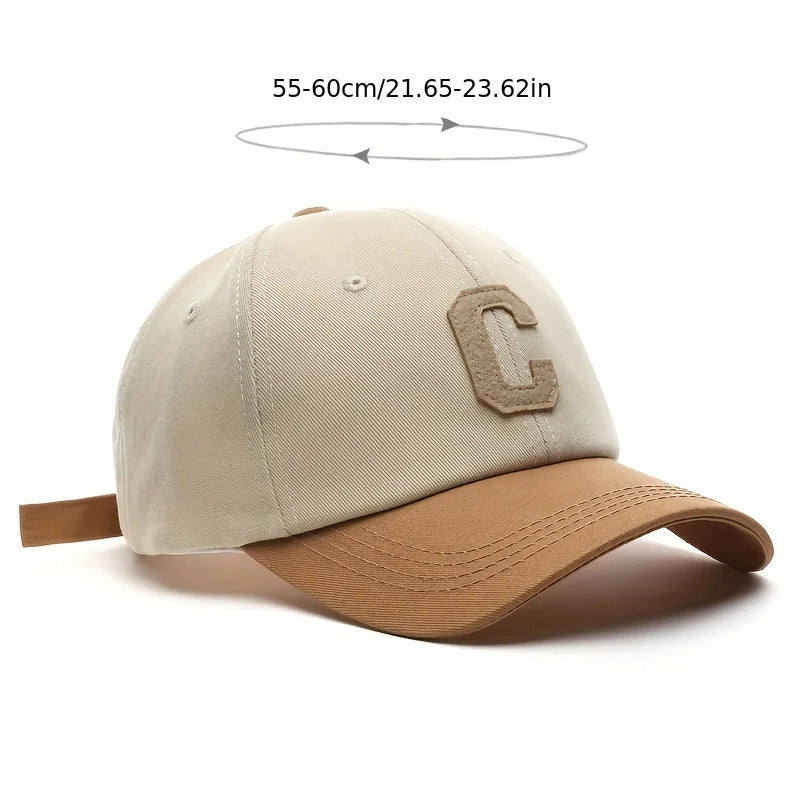 Vintage-Baseballkappe mit gesticktem „C“ | Zweifarbiges Design, verstellbarer Riemen, Unisex für Männer und Frauen