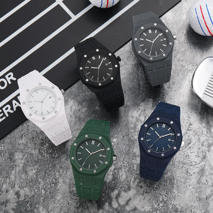 New Fashion Men Luxury Calendar Watch Women Business Casual Quartz Watches Sports Plastic Watch Students Watches Reloj Hombre