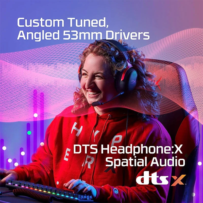 Auriculares gaming con cable HyperX Cloud III con audio espacial DTS X, transductores de 53mm y micrófono con cancelación de ruido – Auriculares gaming USB y 3.5mm para PC, PS5, Xbox y Switch