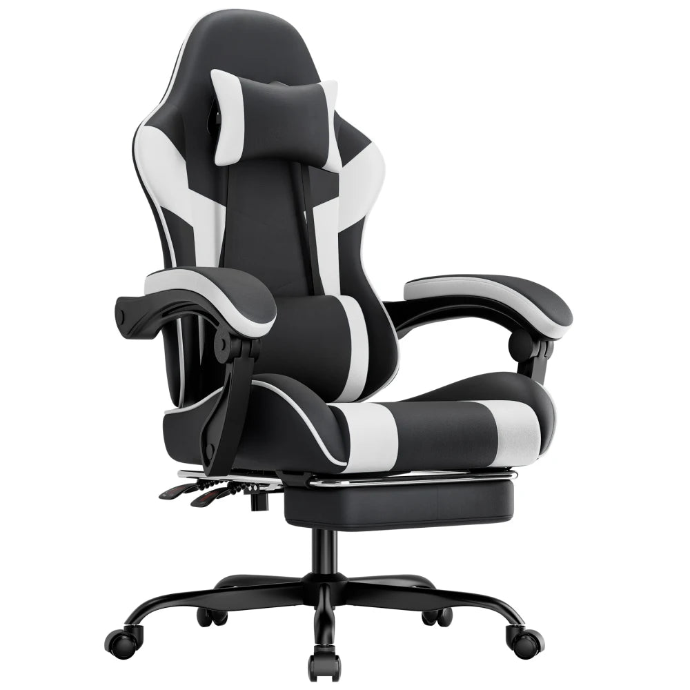 Ergonomic Computer Gaming Chair with Waist Support, Breathable PU Leather Office Chair, Seat Height and Backrest Adjustable