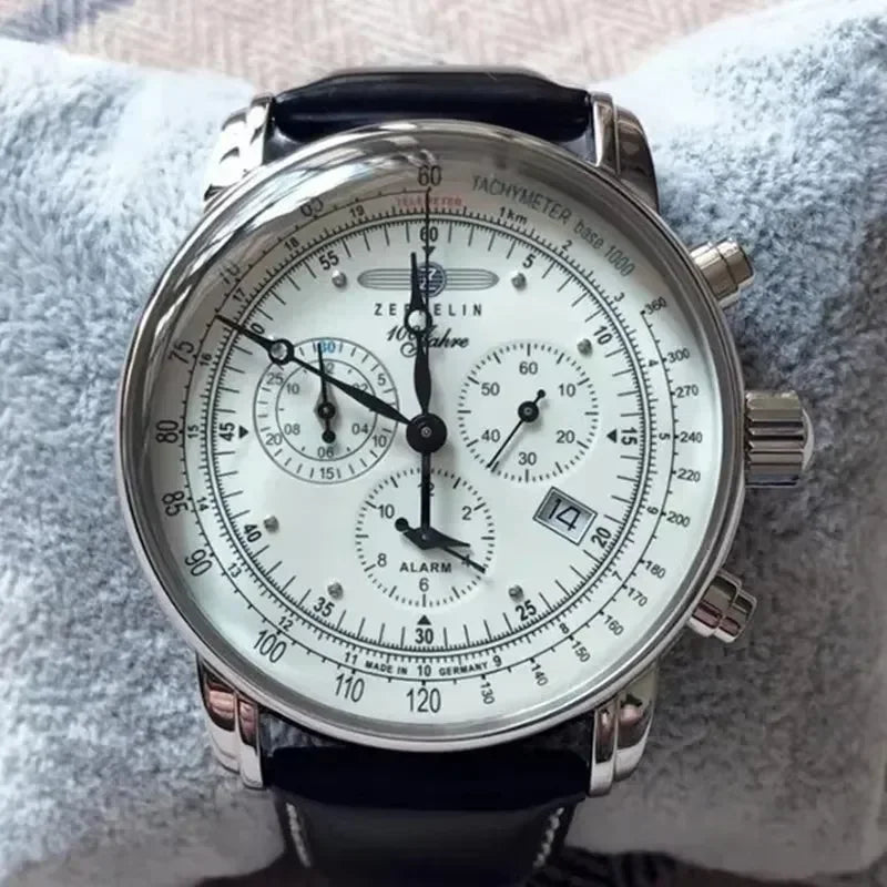 Zeppelin Airship Automatic Date Mens Leather Band Fashion Luxury  Business Casual Men Watches Gift Men's Waterproof Watch