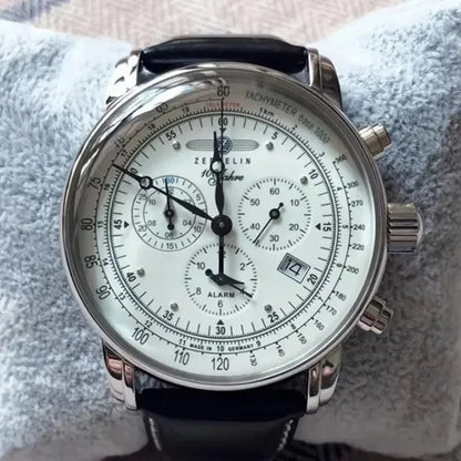 Zeppelin Airship Automatic Date Mens Leather Band Fashion Luxury  Business Casual Men Watches Gift Men's Waterproof Watch