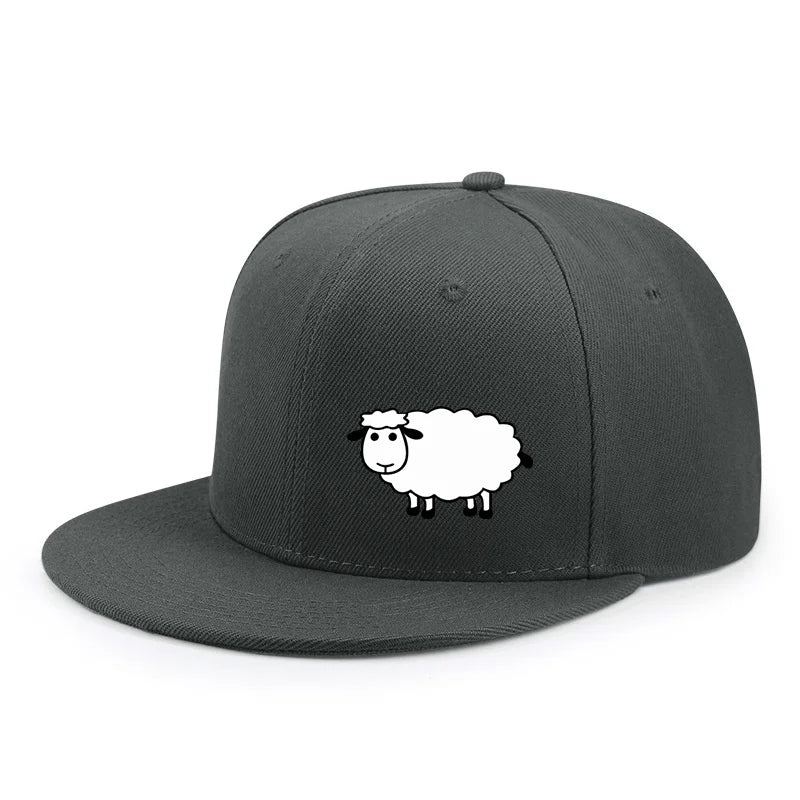 Unisex-Baseballkappe mit verstellbarem Riemen – Streetstyle-Kappe mit flachem Schirm und Schafsmuster – Lässige, vielseitige und personalisierbare Kappe